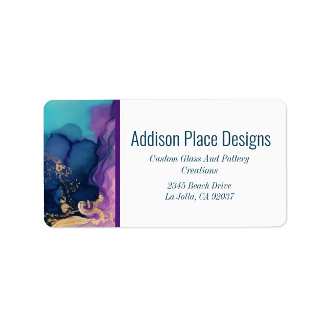 Abstract Alcohol Ink Fluid Art Address Label (Front)