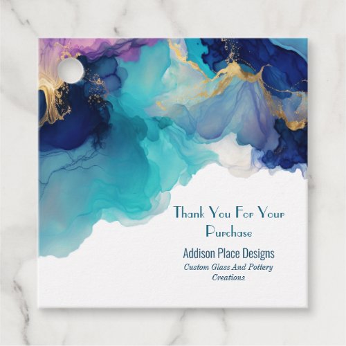 Abstract Alcohol Ink Fluid Art Business Thank You Favor Tags