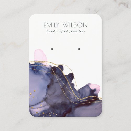Abstract Alcohol Ink Gold Navy Earring Display Business Card