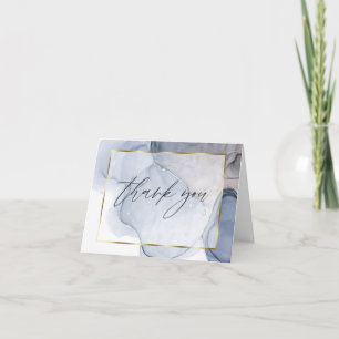 Abstract Alcohol Ink Mauve Dusty Plum Letterpress Thank You Card