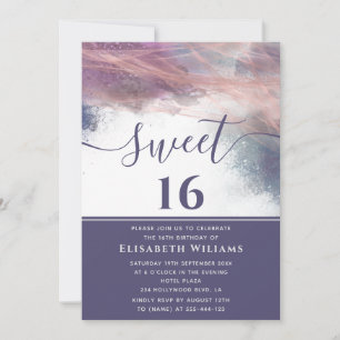 Abstract alcohol ink rose gold modern script  invitation