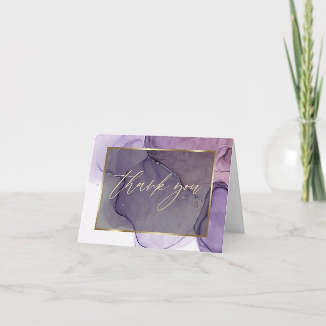 Abstract Alcohol Ink Rose Pink Plum Thank You (Front)