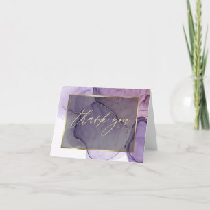 Abstract Alcohol Ink Rose Pink Plum Thank You Card