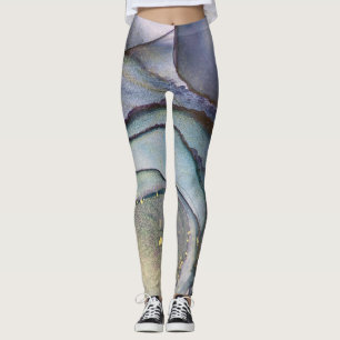 Abstract Alcohol Ink Shimmery Purple Teal Gold Leggings