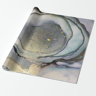 Abstract Alcohol Ink Shimmery Purple Teal Gold Wrapping Paper