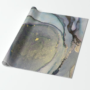 Abstract Alcohol Ink Shimmery Purple Teal Gold Wrapping Paper