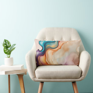 Abstract Alcohol Ink Spill Lumbar Pillow