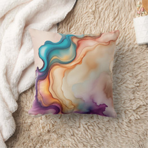 Abstract Alcohol Ink Spill Throw Pillow