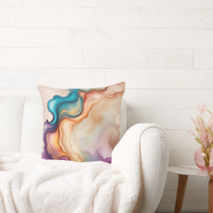 Abstract Alcohol Ink Spill Throw Pillow
