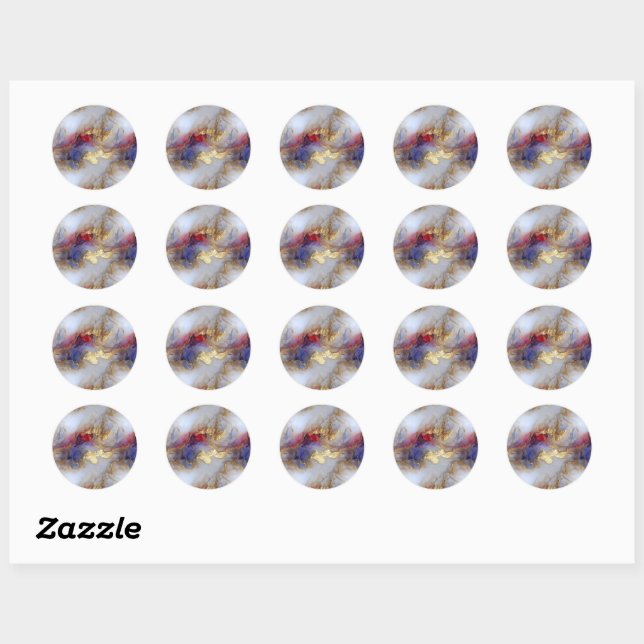 Abstract Alcohol Ink Texture with Gold Accents Classic Round Sticker (Sheet)