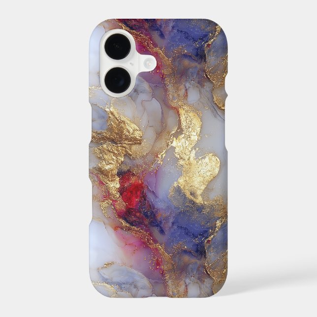 Abstract Alcohol Ink Texture with Gold Accents iPhone Case (Back)