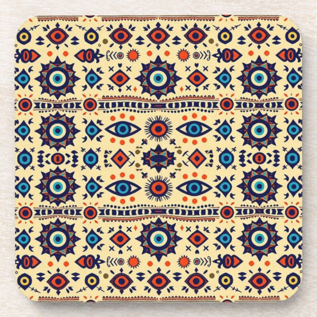 Abstract All-Seeing Eye Magical Pattern  Beverage Coaster (Front)