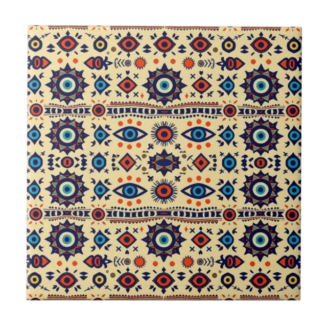 Abstract All-Seeing Eye Magical Pattern  Ceramic Tile (Front)