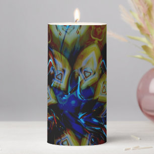 Abstract almonds under showy deformed dark glass   pillar candle