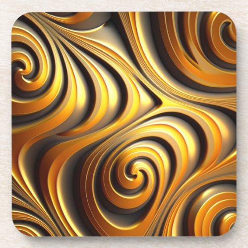 Abstract amber gold beverage coaster