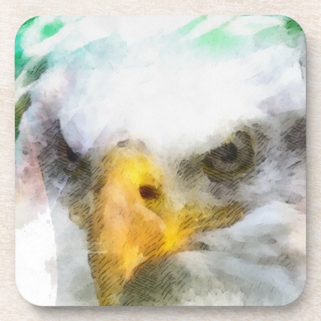 Abstract American Bald Eagle Beverage Coaster (Front)