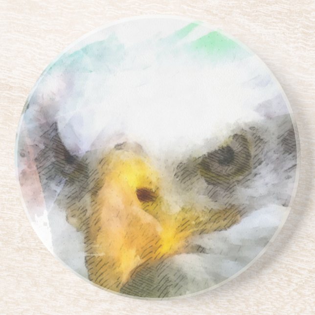 Abstract American Bald Eagle Drink Coaster (Front)