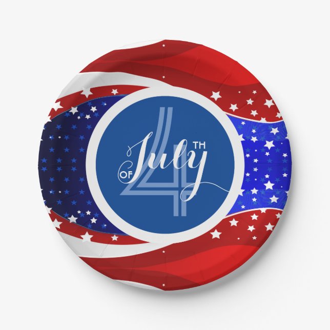 Abstract American Flag  2 4th Of July Template Paper Plates (Front)