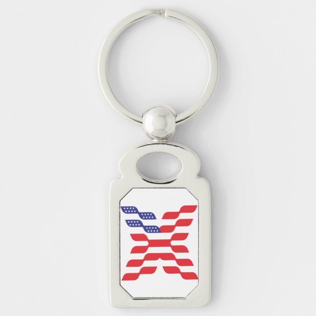 Abstract American Flag Letter X Keychain (Front)