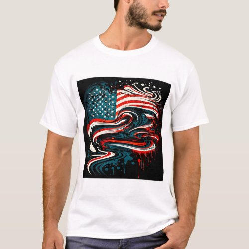 Abstract American Flag Mens Basic T_Shirt 