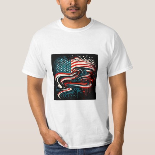 Abstract American Flag Mens Value  T_Shirt