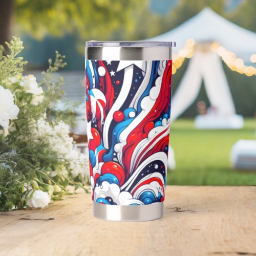 Abstract American Flag Red White and Blue Insulated Tumbler