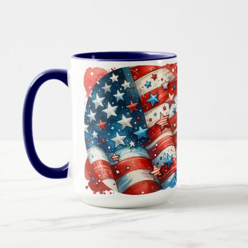 Abstract American Flag Red White and Blue Mug