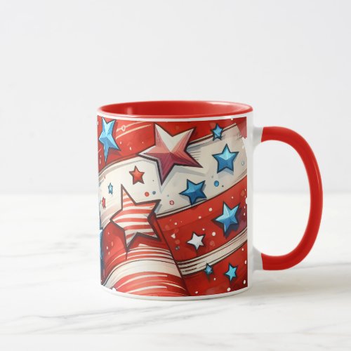 Abstract American Flag Red White and Blue Mug