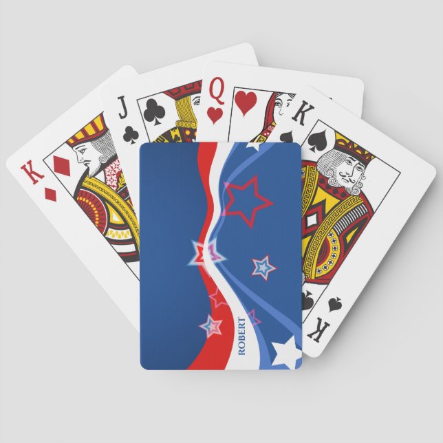 Abstract American flag, red white and blue Poker Cards (Back)