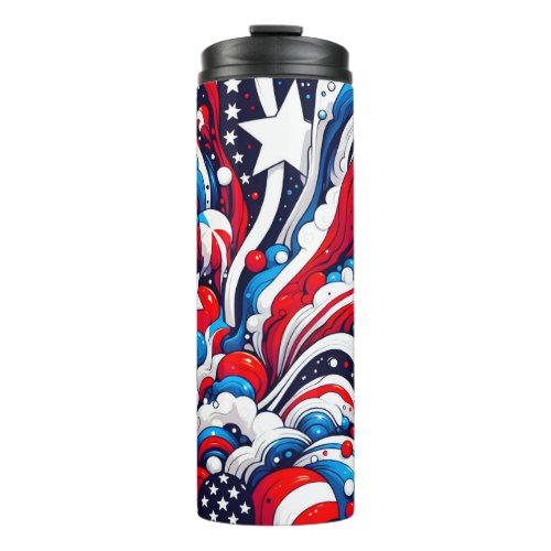 Abstract American Flag Red White and Blue Thermal Tumbler