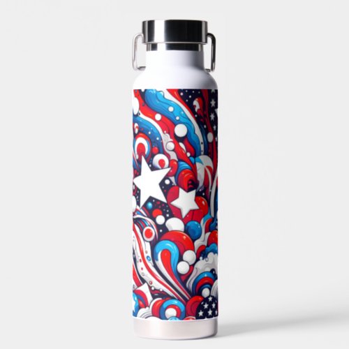 Abstract American Flag Red White and Blue Water Bottle
