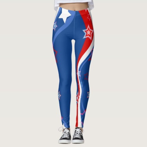 Abstract American flag Stars and Stripes Leggings