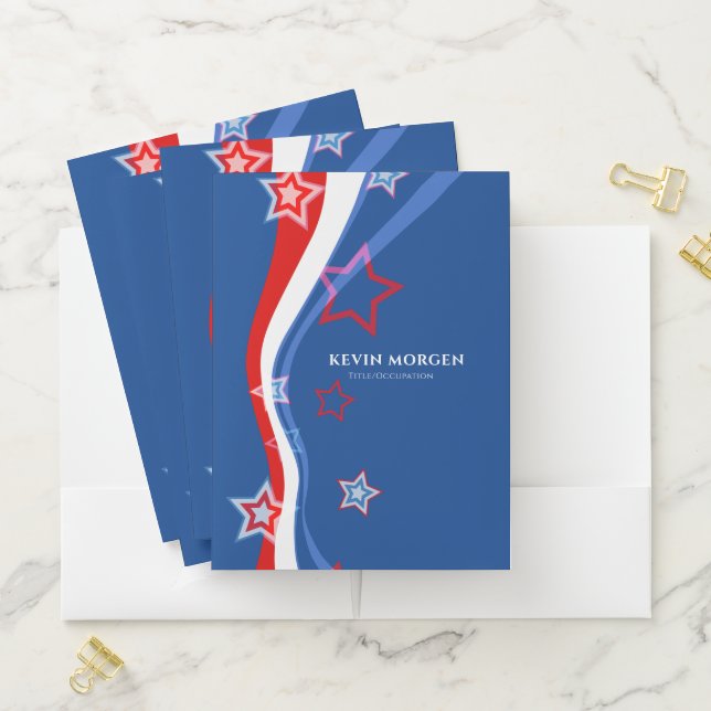 Abstract American flag Stars and Stripes Pocket Folder (In Situ)