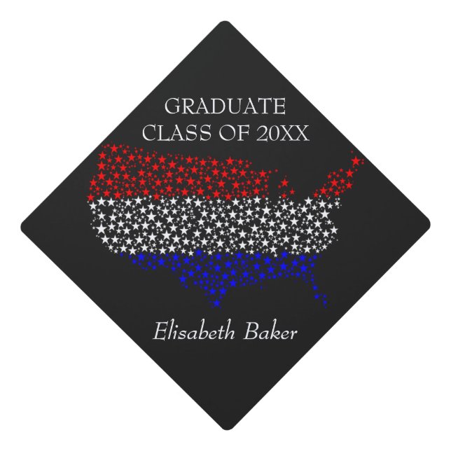 Abstract American Flag Stars Graduation Cap Topper (Front)