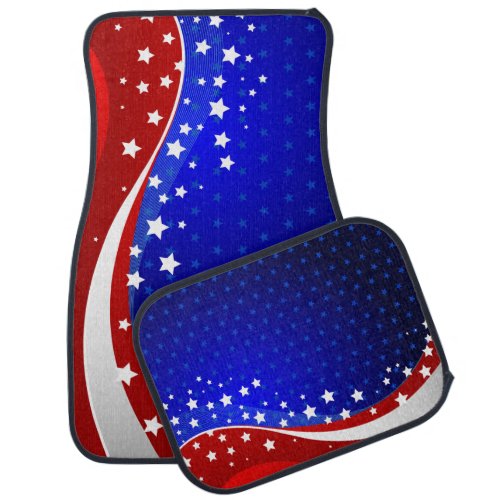 Abstract American Flag Stars  Stripes Car Floor Mat