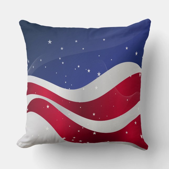 Abstract American Flag Stars & Stripes Throw Pillow (Front)