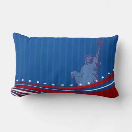 Abstract American Flag  Statue Of Liberty Lumbar Pillow