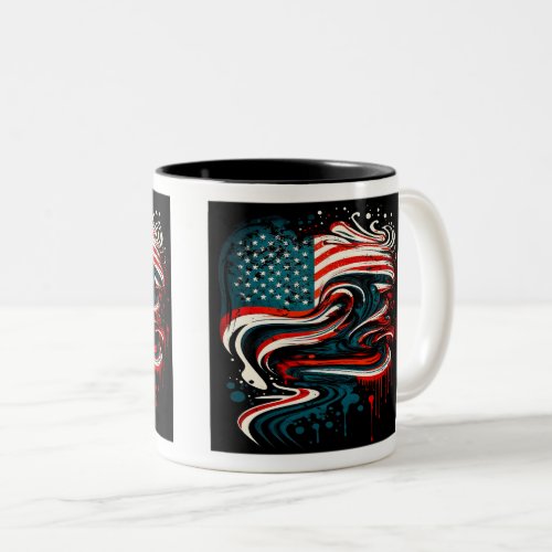 Abstract American Flag Two_Tone Mug 11 oz  Two_Tone Coffee Mug