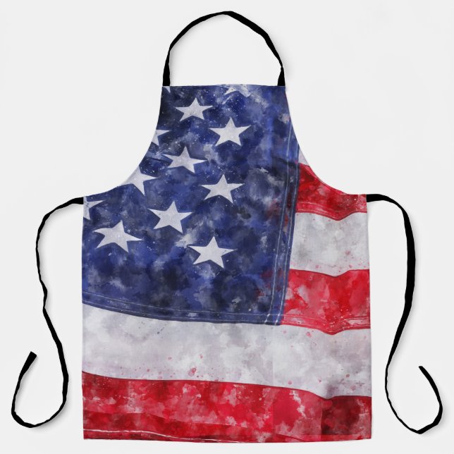 Abstract American Flag, Watercolor Style. Apron (Front)