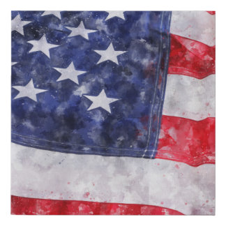 Abstract American Flag, Watercolor Style. Faux Canvas Print