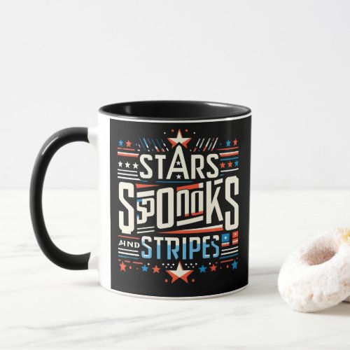 Abstract Americana Stars Spooks and Stripes Mug