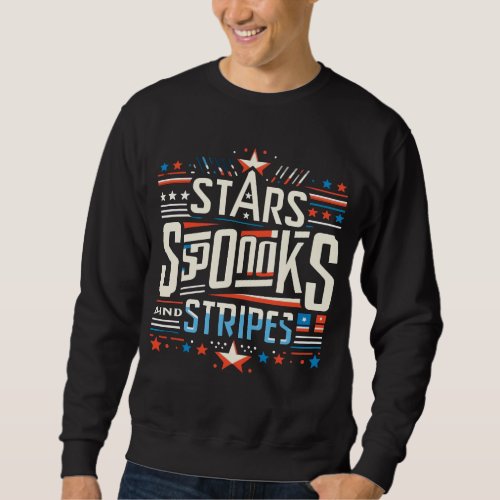 Abstract Americana Stars Spooks and Stripes Sweatshirt