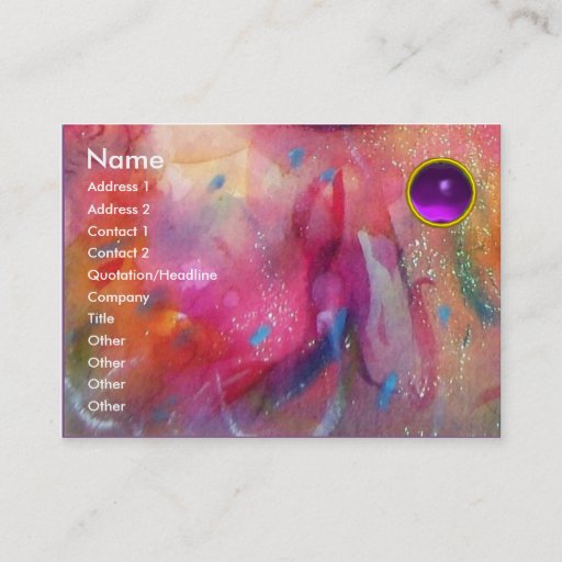 Customizable ABSTRACT AMETHYST ,bright red pink blue purple Business Card