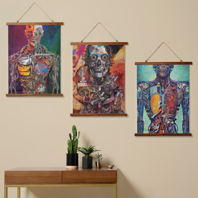 Abstract Anatomical Cyborg Hanging Tapestry (Asymmetrical)