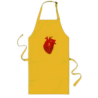 Abstract Anatomical Heart Line Art Long Apron