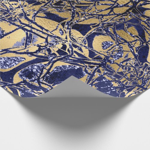 Abstract Anatomy Body Nature Cell Gold Blue Navy Wrapping Paper