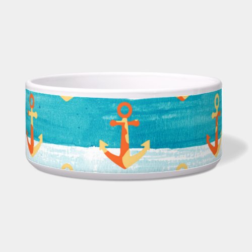Abstract anchors watercolor stripe pattern bowl