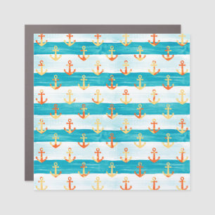 Abstract anchors: watercolor stripe pattern. car magnet