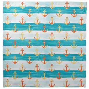 Abstract anchors: watercolor stripe pattern. cloth napkin