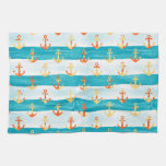 Abstract anchors: watercolor stripe pattern. kitchen towel